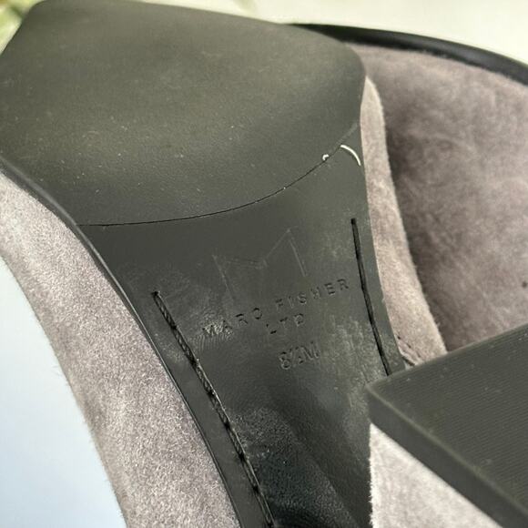 Marc Fisher Jayla Block Heel Suede Pointed-Toe Bootie Gray 8.5 - Picture 7 of 7